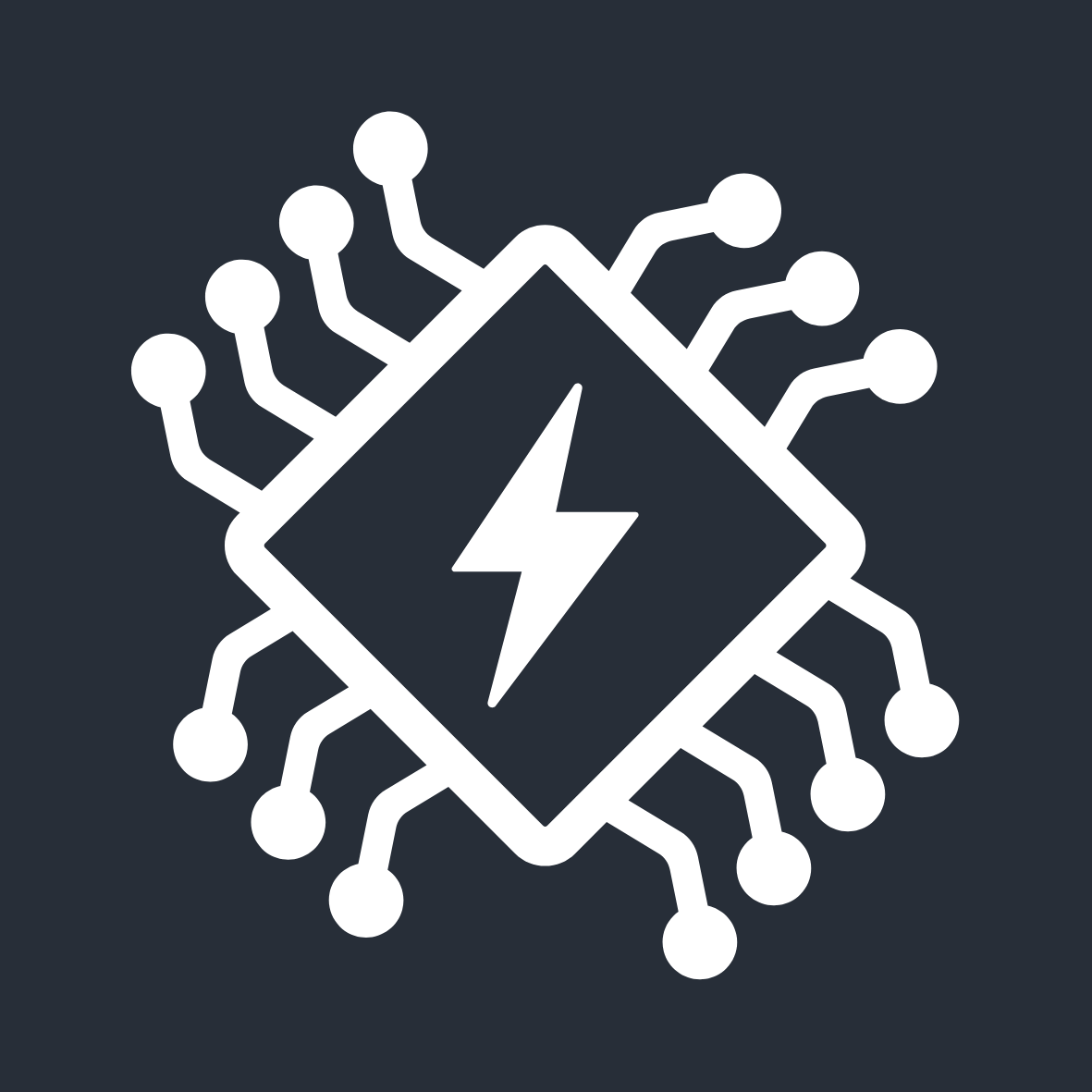 Symbol mit Blitz und Kabelanschlüssen für Elektrotechnik